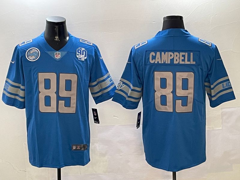 Men Detroit Lions #89 Campbell Blue three generations 2024 Nike Limited NFL Jersey style 01023